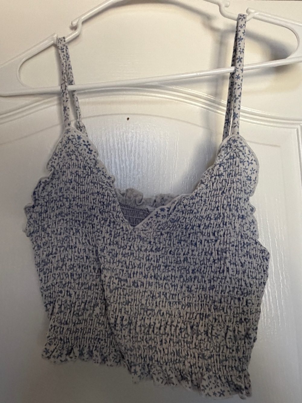 Smocked Floral Camisole Tank Top - Light Blue Floral